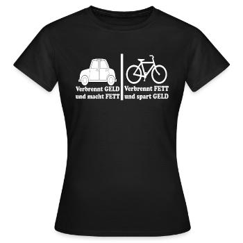 Auto gegen Fahrrad, Qual der Wahl? - Frauen T-Shirt - Schwarz - Vorne - AI Model Female 172 dark (172cm)
