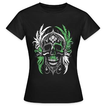 Crâne avec plumes - T-shirt Femme - noir - Devant - AI Model Female 172 dark (172cm)