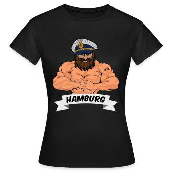 Hamburger Matrose - Frauen T-Shirt - Schwarz - Vorne - AI Model Female 172 dark (172cm)