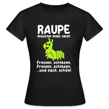 Raupe - Frauen T-Shirt - Schwarz - Vorne - AI Model Female 172 dark (172cm)