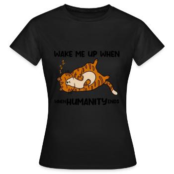 Chat drôle drôle - T-shirt Femme - noir - Devant - AI Model Female 172 dark (172cm)