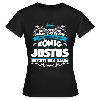 Justus Name Design - Frauen T-Shirt - Schwarz - Vorne - AI Model Female 172 dark (172cm)