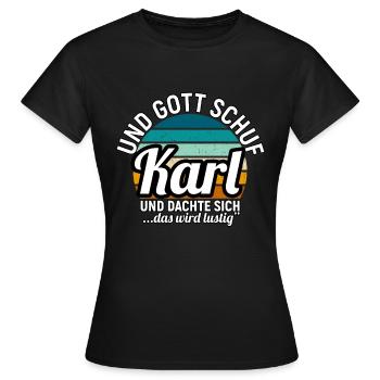 Karl - Frauen T-Shirt - Schwarz - Vorne - AI Model Female 172 dark (172cm)