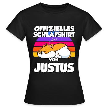 Offizielles Schlafshirt Von Justus - Frauen T-Shirt - Schwarz - Vorne - AI Model Female 172 dark (172cm)