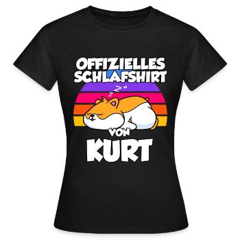 Offizielles Schlafshirt Von Kurt - Frauen T-Shirt - Schwarz - Vorne - AI Model Female 172 dark (172cm)