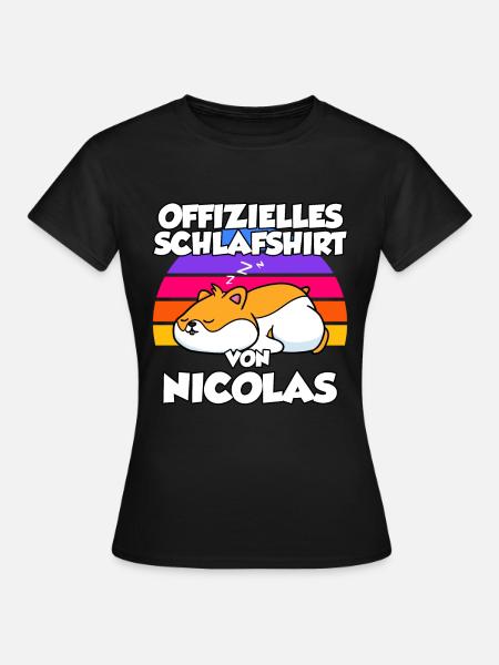 Offizielles Schlafshirt Von Nicolas - Frauen T-Shirt - Schwarz