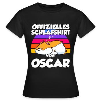 Offizielles Schlafshirt Von Oscar - Frauen T-Shirt - Schwarz - Vorne - AI Model Female 172 dark (172cm)