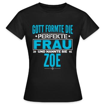 Conception du nom Zoe - T-shirt Femme - noir - Devant - AI Model Female 172 dark (172cm)