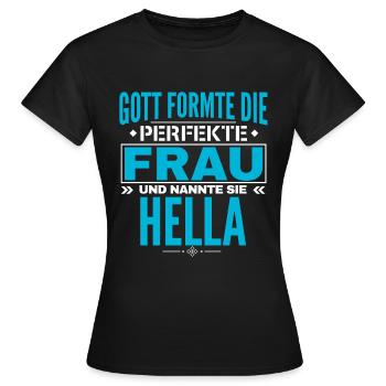 Conception du nom Hella - T-shirt Femme - noir - Devant - AI Model Female 172 dark (172cm)