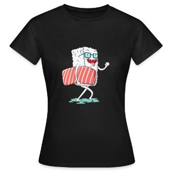 Riz à sushi au saumon nigiri - T-shirt Femme - noir - Devant - AI Model Female 172 dark (172cm)