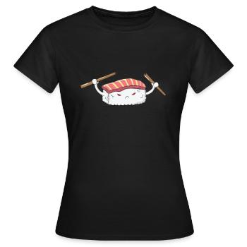 sushi nigiri en colère - T-shirt Femme - noir - Devant - AI Model Female 172 dark (172cm)
