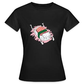 Riz à sushi au saumon - T-shirt Femme - noir - Devant - AI Model Female 172 dark (172cm)