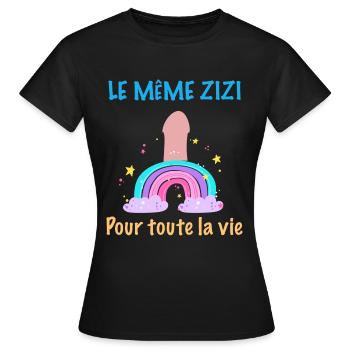 Cadeau EVJF Humoristique Le Meme Zizi Mariage - T-shirt Femme - noir - Devant - AI Model Female 172 dark (172cm)
