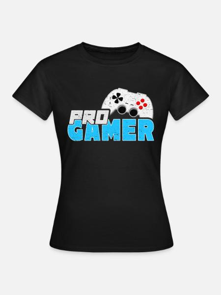 Pro Gamer blau mit Gamepad - Frauen T-Shirt - Schwarz