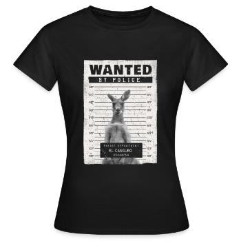 Kanguru Wanted by Police Gangster - Frauen T-Shirt - Schwarz - Vorne - AI Model Female 172 dark (172cm)