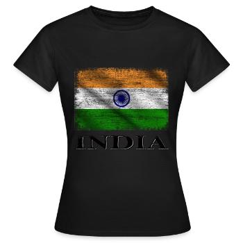 India Flag, India - Women's T-Shirt - black - Front - AI Model Female 172 dark (172cm)