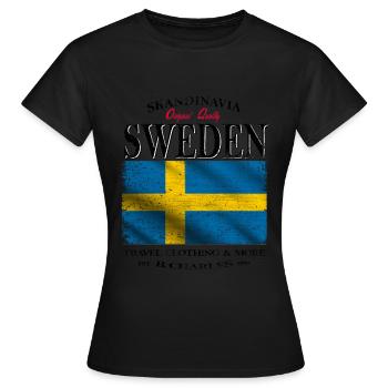 Sweden, Sweden flag - Women's T-Shirt - black - Front - AI Model Female 172 dark (172cm)