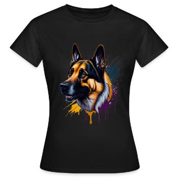 Berger Allemand Berger Allemand SplashArt - T-shirt Femme - noir - Devant - AI Model Female 172 dark (172cm)