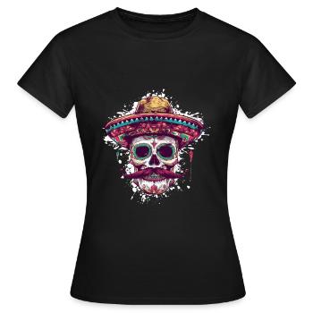 Sombrero Crâne Mexicain - T-shirt Femme - noir - Devant - AI Model Female 172 dark (172cm)