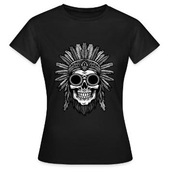Apache Skull Indian - Women's T-Shirt - black - Front - AI Model Female 172 dark (172cm)