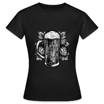 Bierkrug Hopfen Malz Bier - Frauen T-Shirt - Schwarz - Vorne - AI Model Female 172 dark (172cm)