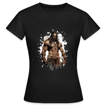 Chef de Musculation Muscles Indien - T-shirt Femme - noir - Devant - AI Model Female 172 dark (172cm)