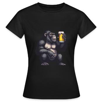 Bière Gorilla Pixel - T-shirt Femme - noir - Devant - AI Model Female 172 dark (172cm)