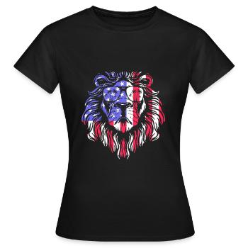 USA Amerika Flagge Löwe - Frauen T-Shirt - Schwarz - Vorne - AI Model Female 172 dark (172cm)