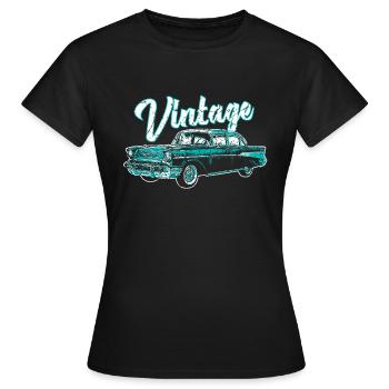 Voitures anciennes classiques Voitures classiques - T-shirt Femme - noir - Devant - AI Model Female 172 dark (172cm)