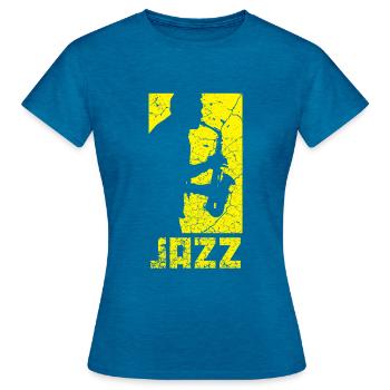 Jazz - Frauen T-Shirt - Antikblaues Saphir meliert - Vorne - AI Model Female 172 dark (172cm)