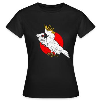Funny cockatoo parrot hairstyle - Women's T-Shirt - black - Front - AI Model Female 172 dark (172cm)
