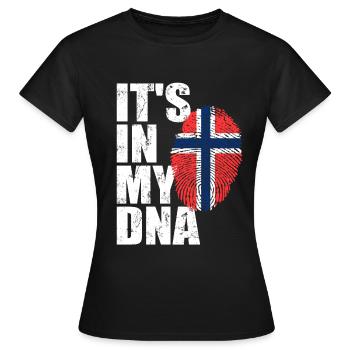 Norway Norwegian Norwegian flag DNA - Women's T-Shirt - black - Front - AI Model Female 172 dark (172cm)