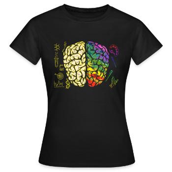 Cerveau cerveau cerveau moitié analytique créatif - T-shirt Femme - noir - Devant - AI Model Female 172 dark (172cm)