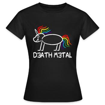 Death Metal Einhorn - Frauen T-Shirt - Schwarz - Vorne - AI Model Female 172 dark (172cm)