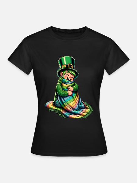Gemütlicher Leprechaun (Irischer Kobold) - Frauen T-Shirt - Schwarz