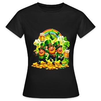 Lutin-arc-en-ciel (Lutin-du-Irlandais - T-shirt Femme - noir - Devant - AI Model Female 172 dark (172cm)