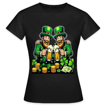 Porter un toast au lutin (lutin irlandais) - T-shirt Femme - noir - Devant - AI Model Female 172 dark (172cm)