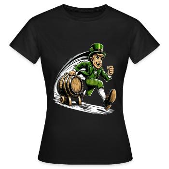 Rennender Leprechaun (Irischer Kobold) - Frauen T-Shirt - Schwarz - Vorne - AI Model Female 172 dark (172cm)