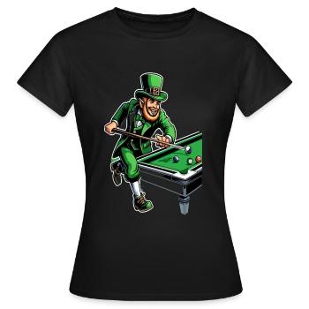 Billard jouant au lutin (lutin irlandais) - T-shirt Femme - noir - Devant - AI Model Female 172 dark (172cm)