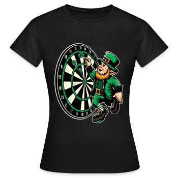Fléchettes jouant du lutin (lutin irlandais) - T-shirt Femme - noir - Devant - AI Model Female 172 dark (172cm)