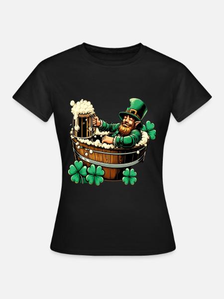 Badender Leprechaun (Irischer Kobold) - Frauen T-Shirt - Schwarz