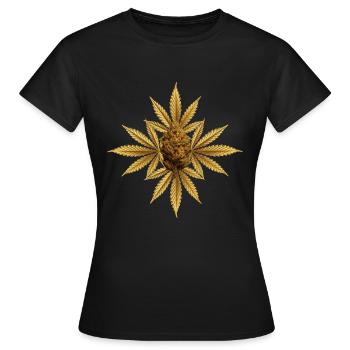Goldene Hanfblätter mit Bud - Frauen T-Shirt - Schwarz - Vorne - AI Model Female 172 dark (172cm)