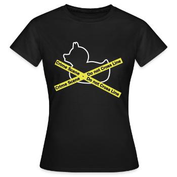 Quietscheentchen Tatort - Polizeiabsperrung - Frauen T-Shirt - Schwarz - Vorne - AI Model Female 172 dark (172cm)