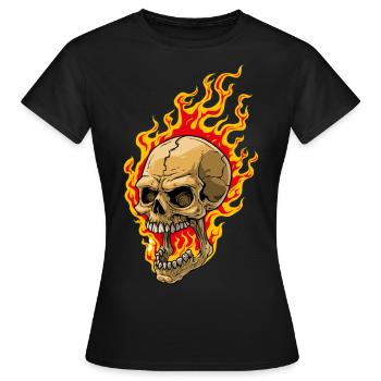 Crâne humain avec des flammes - T-shirt Femme - noir - Devant - AI Model Female 172 dark (172cm)