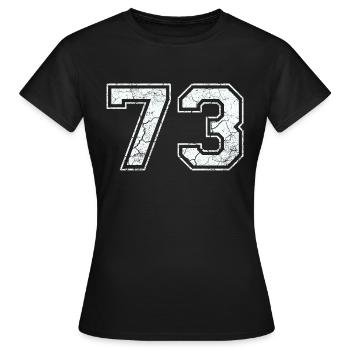 73 dans blanc in Used Look - T-shirt Femme - noir - Devant - AI Model Female 172 dark (172cm)