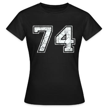 74 in white in the used look - Women's T-Shirt - black - Front - AI Model Female 172 dark (172cm)