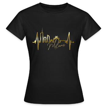 Milan Skyline Italy Heartbeat Fan Love Milano - Women's T-Shirt - black - Front - AI Model Female 172 dark (172cm)
