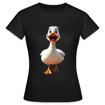 Oie, Oie, Poussin, Oie mignonne, Canard, Petites Oies - T-shirt Femme - noir - Devant - AI Model Female 172 dark (172cm)
