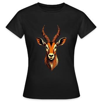 Antelope, Kudu, Gazelle, Africa, Serengeti, Antelope - Women's T-Shirt - black - Front - AI Model Female 172 dark (172cm)