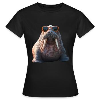 Walrus, tusks, seal, wild Pacific walruses - Women's T-Shirt - black - Front - AI Model Female 172 dark (172cm)